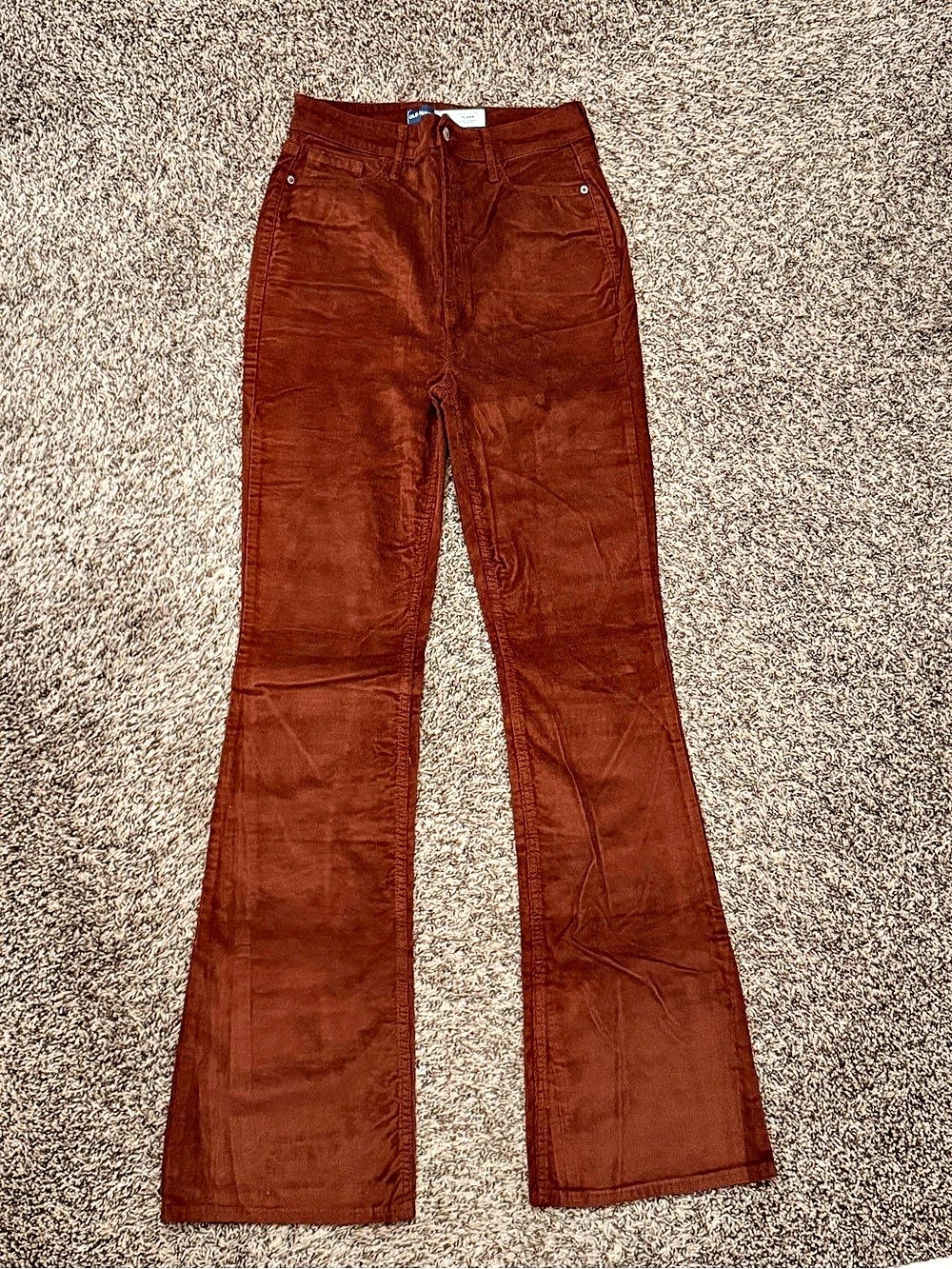 Old Navy High-Waisted Flare Corduroy Pants in Brick Color Size 8 Tall